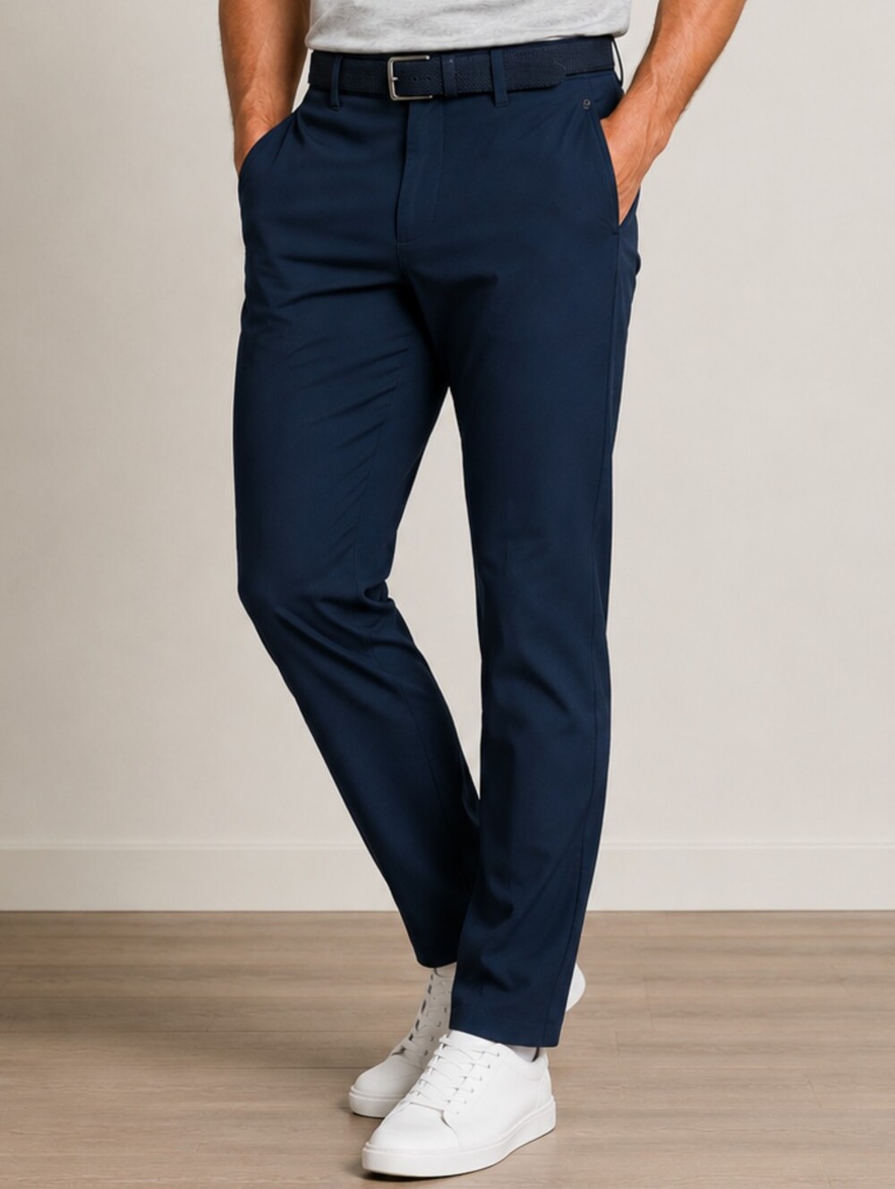 Fabletics Men’s Performancr Dress Pants 38x34 Navy Blue Golf Travel